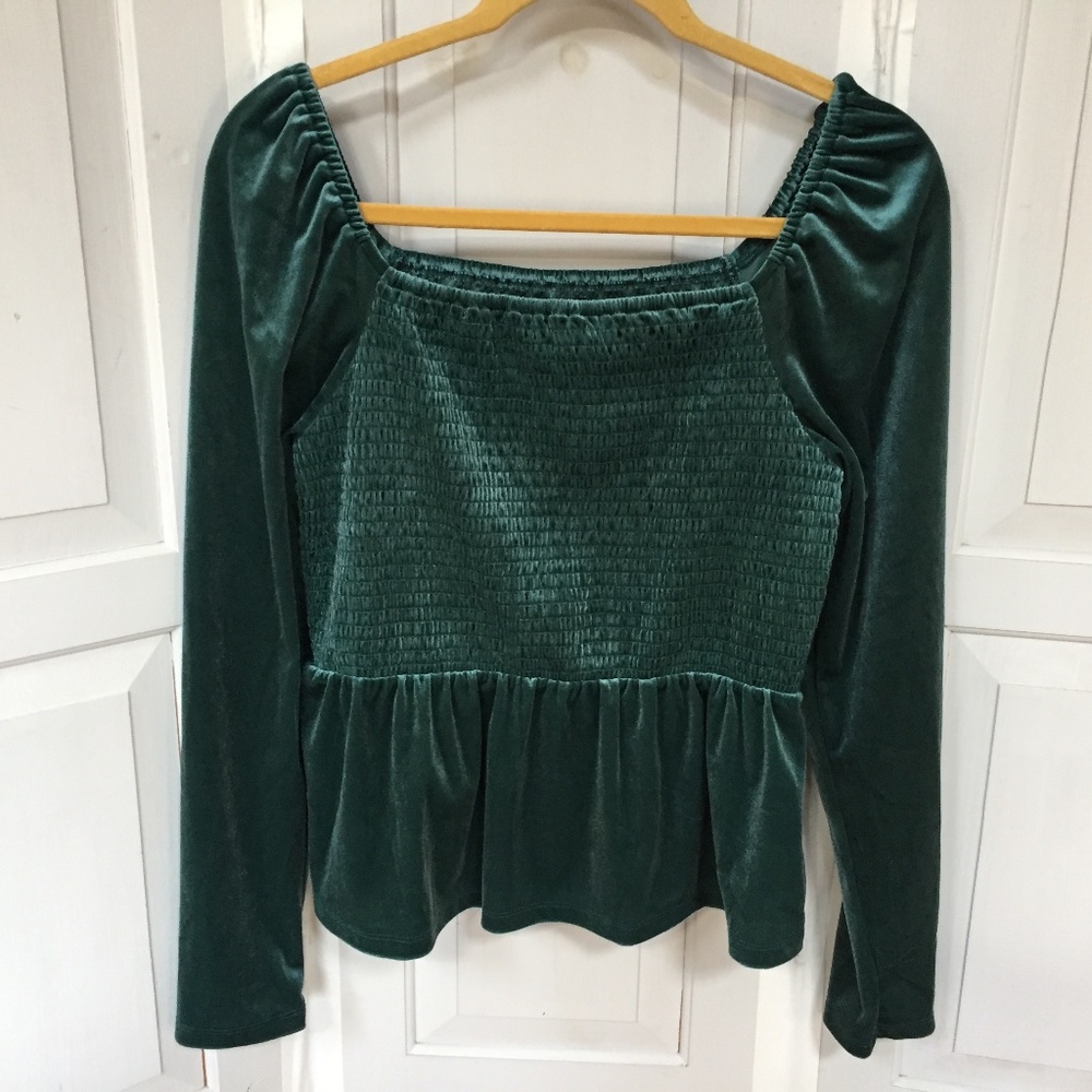 GAP Green Velvet Blouse